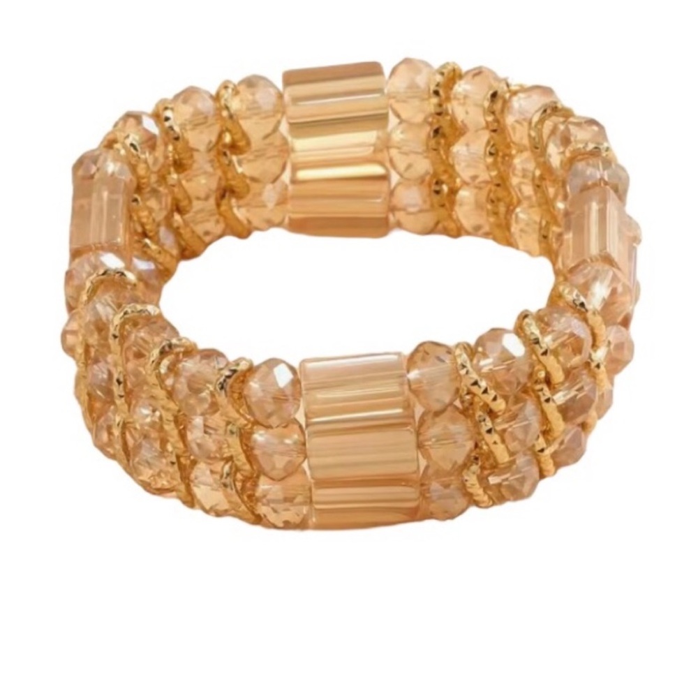 UNBRANDED Three Strand Crystal Glass BEAD Stretch BRACELET